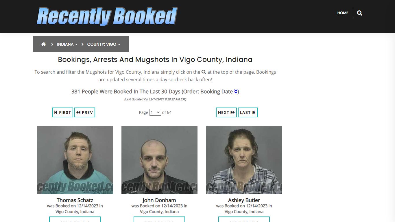 Recent bookings, Arrests, Mugshots in Vigo County, Indiana
