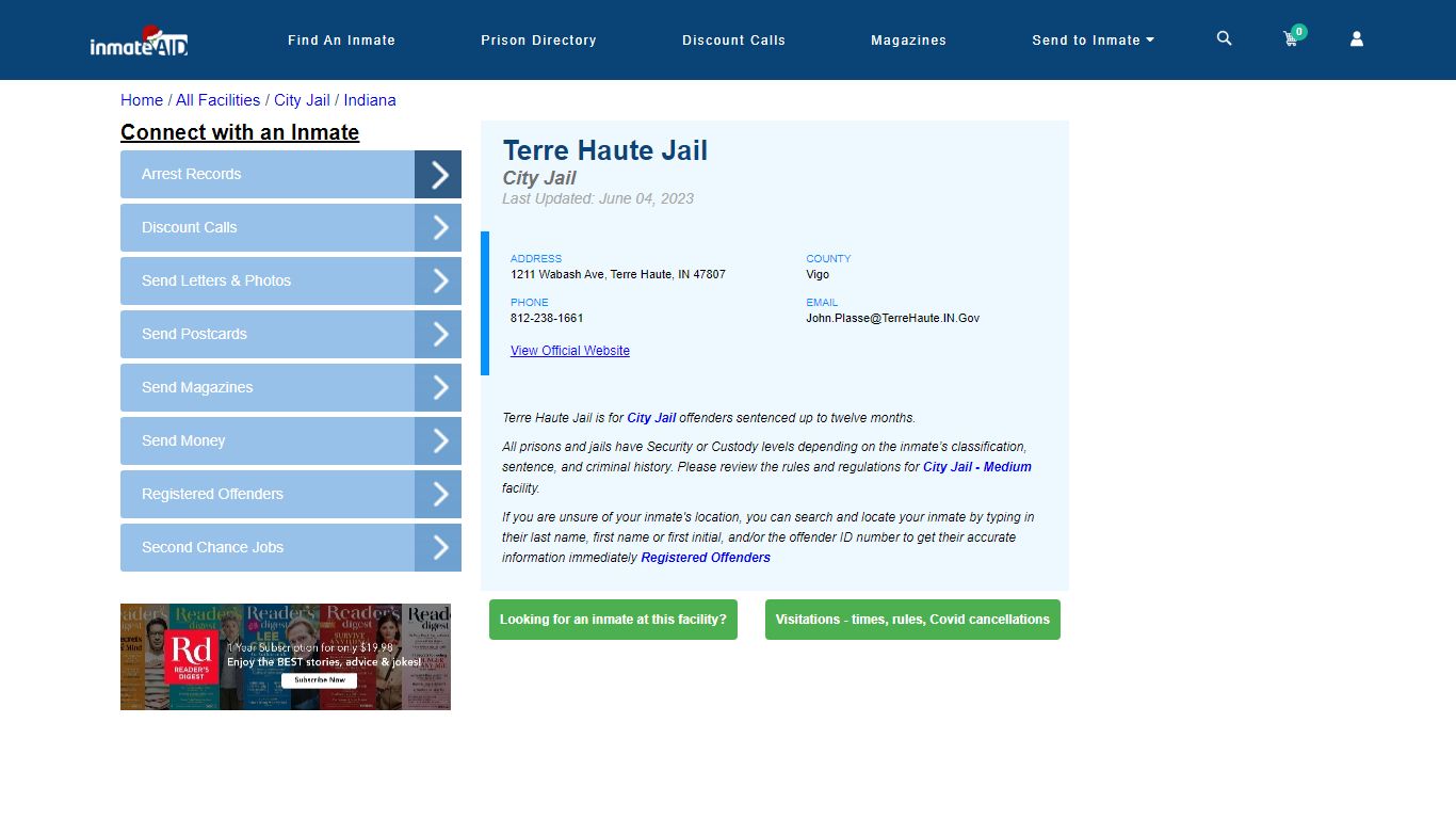 Terre Haute Jail | Inmate Locator